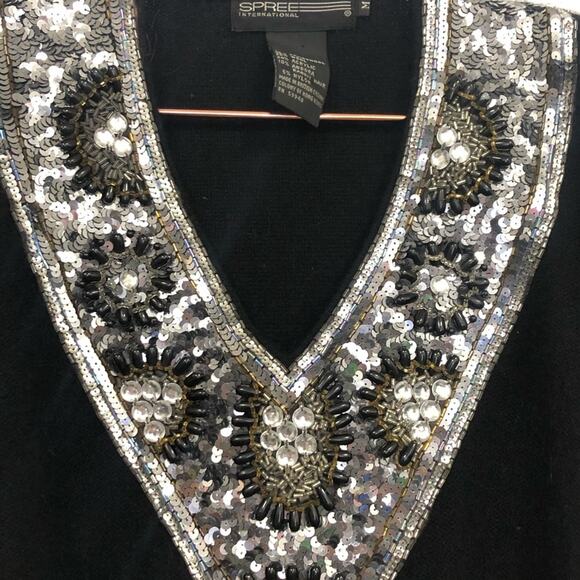 Vintage v-neck sequins lambswool sweater - Picture 3 of 4